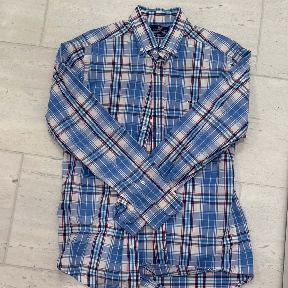 Vineyard Vines Blue and Red Plaid Casual Shirt
